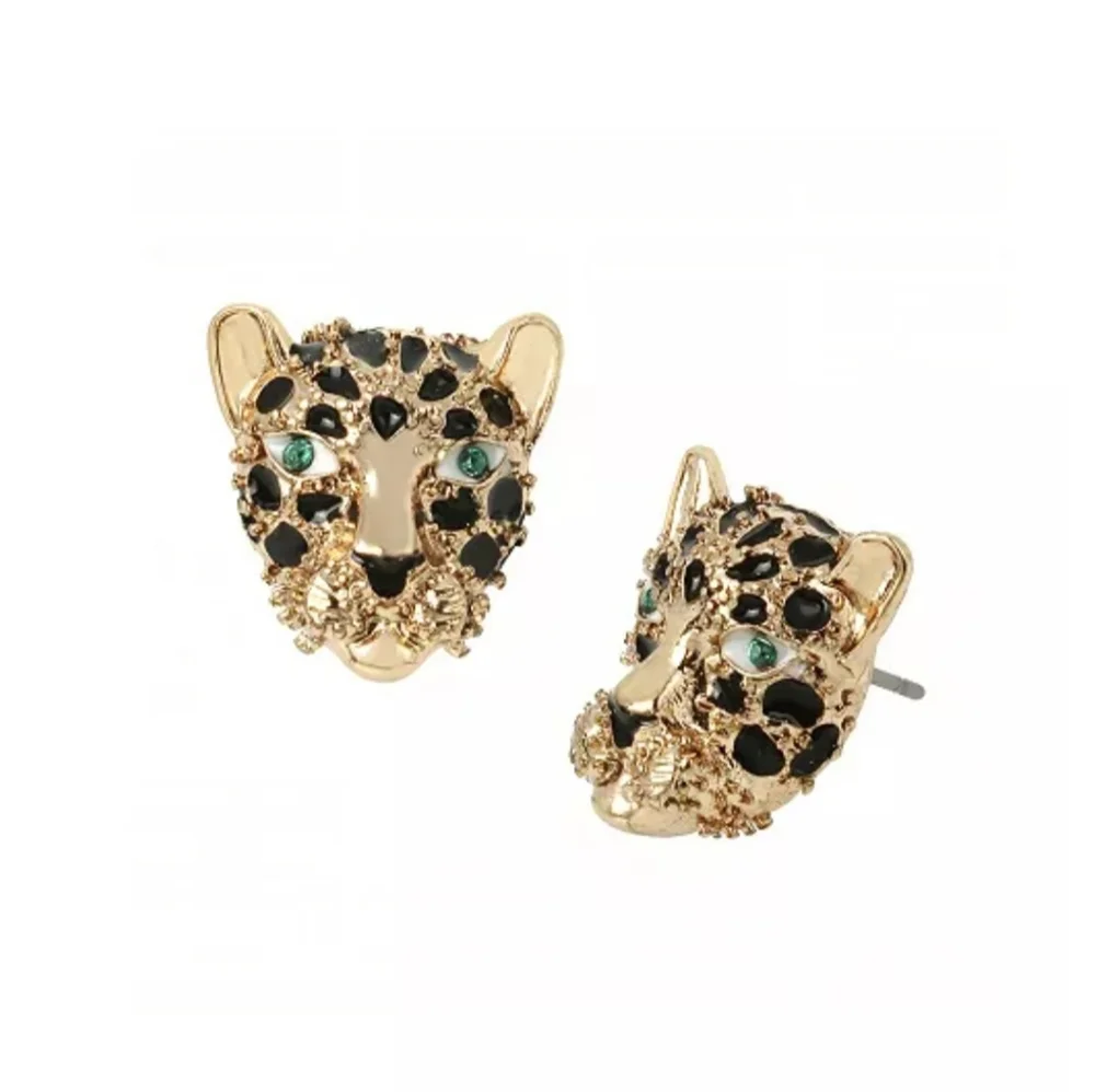 Betsey Johnson gorgeous leopard face stud earrings. - Picture 3 of 6